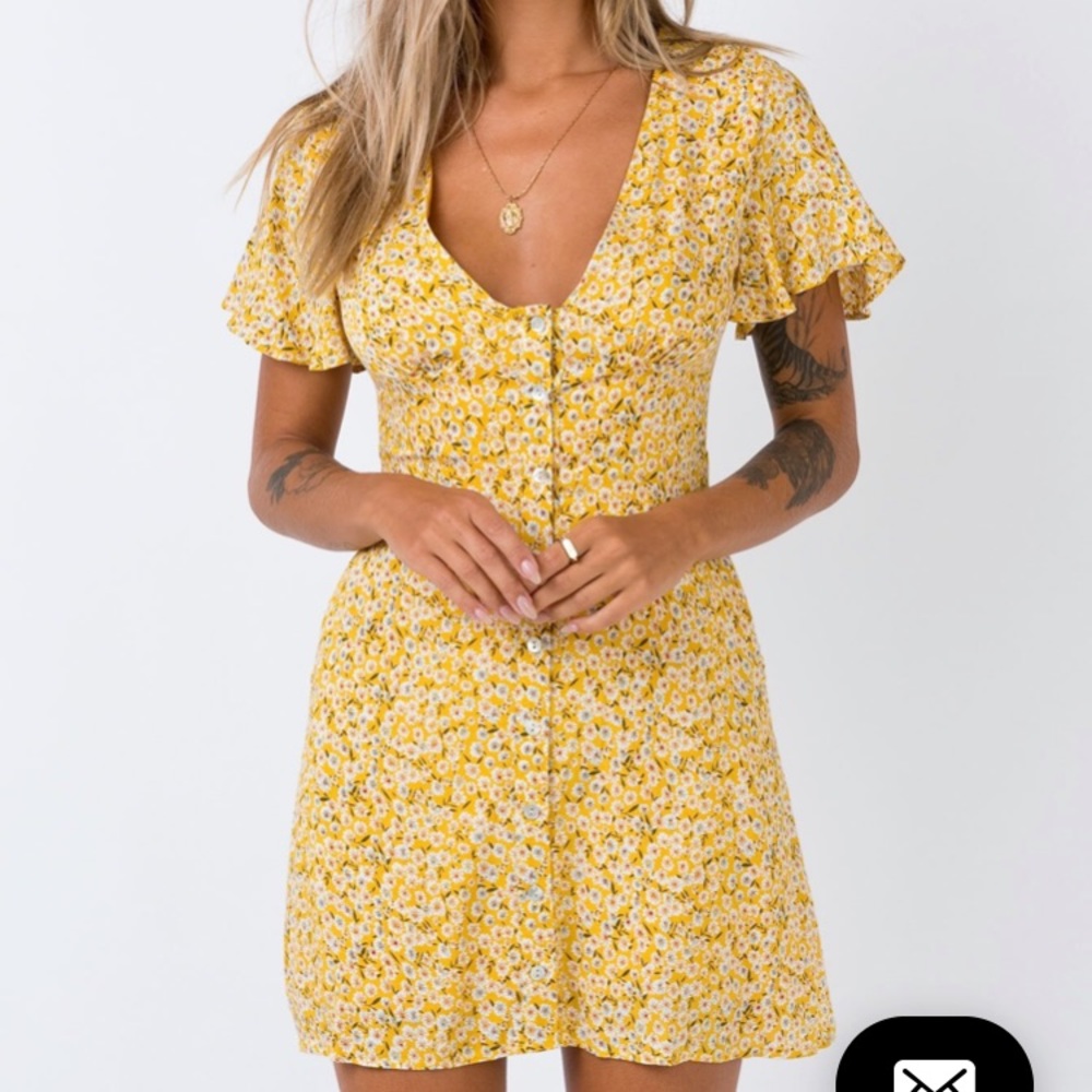 PRINCESS POLLY MINI DRESS YELLOW